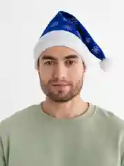 Темно-синий новогодний колпак, шапка Деда Мороза с помпоном, карнавальная шапка