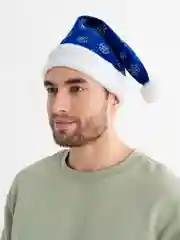 Темно-синий новогодний колпак, шапка Деда Мороза с помпоном, карнавальная шапка