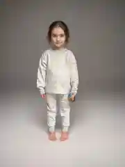 Серый меланж детская пижама утепленная для мальчика, девочки на 1-4 года, 4-7 лет