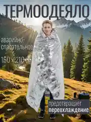 Золотой термоодеяло аварийно-спасательное, 160 х 210 см