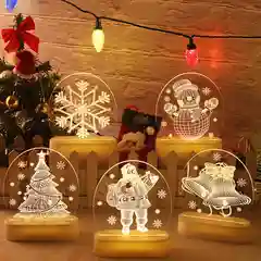 Зеленый ночник, новогодний светильник светодиодный 3D, LED, от батареек или USB. 3D лампа. Ночник