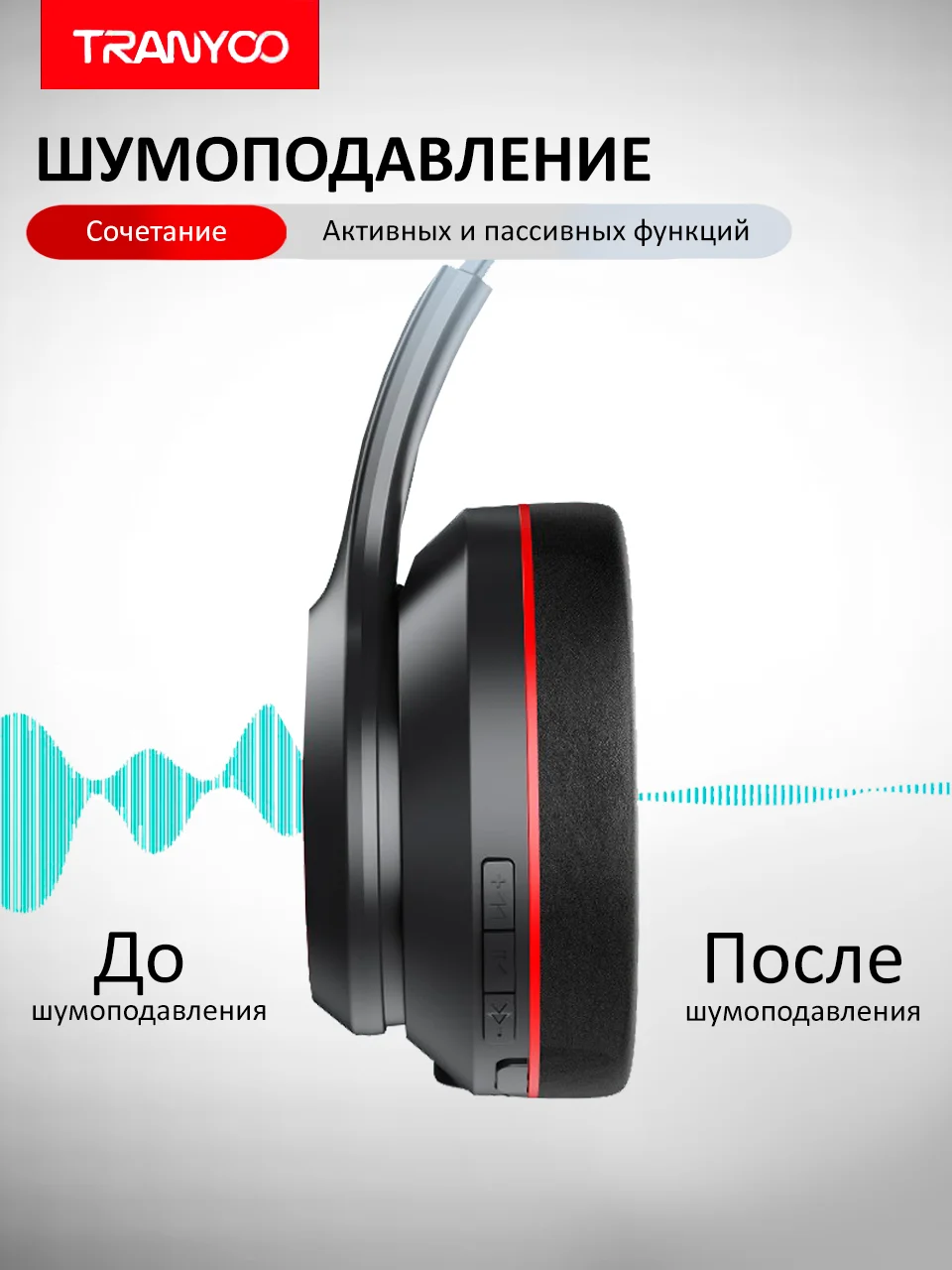 Угольный беспроводные наушники Tranyoo Wireless Stereo Earphone