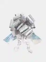 Серебряный бант готовый  "Шар" для подарка,сюрприза