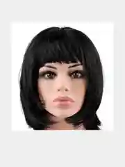 Угольный парик однотонный c челкой