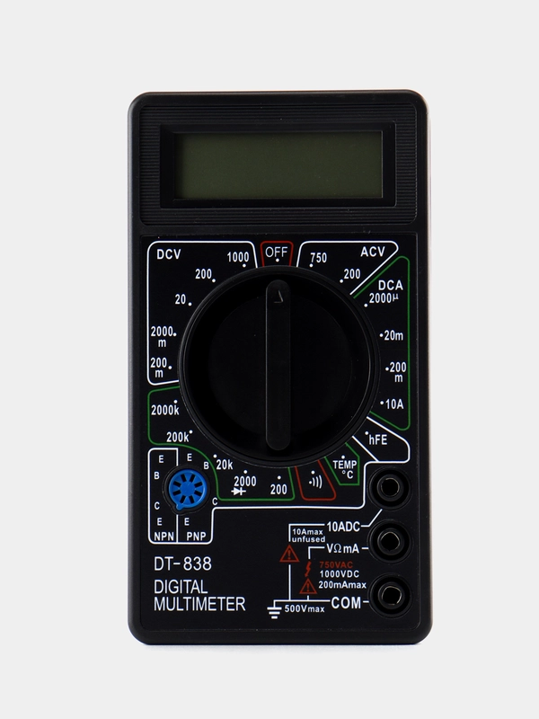 Мультиметр цифровой DT-838, звуковая прозвонка, датчик температуры, тестер