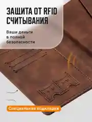 Коричневый обложка на паспорт TRAVEL FRIENDLY, с кармашками и RFID защитой, экокожа