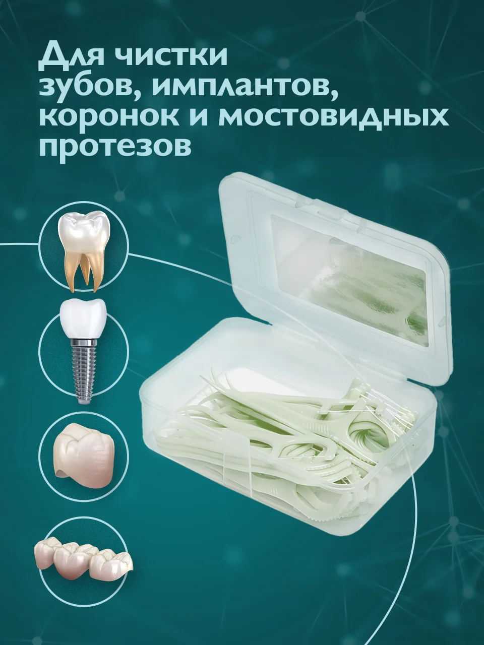 Флоссер для зубов Dent & Dont, зубная нить с держателем, 100 шт