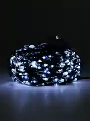 Белый гирлянда нить "Роса 50 м." на зеленом проводе, 500 LED