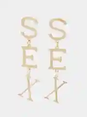 Золотой серьги длинные "SEX", висячие серьги