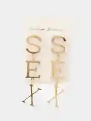 Золотой серьги длинные "SEX", висячие серьги