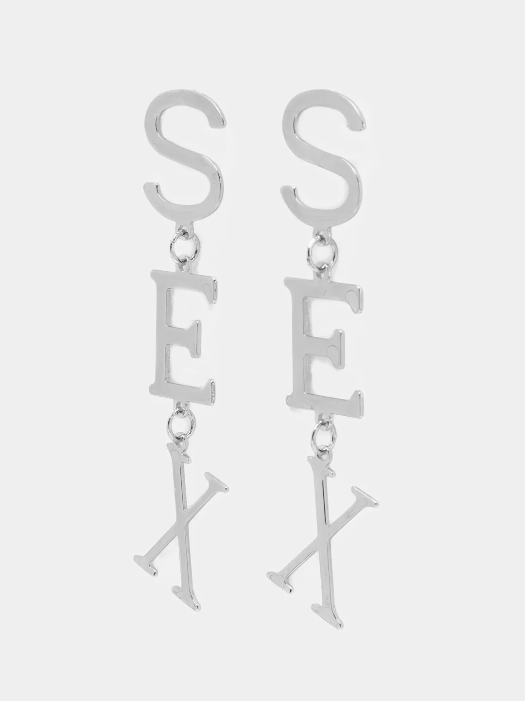 Серебряный серьги длинные "SEX", висячие серьги