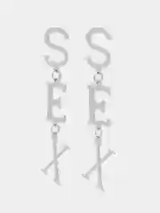 Серебряный серьги длинные "SEX", висячие серьги