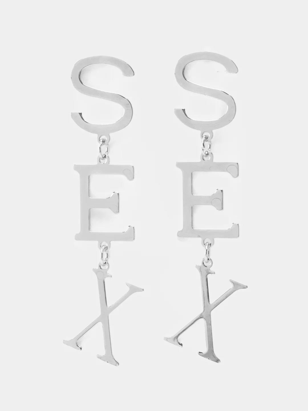 Серебряный серьги длинные "SEX", висячие серьги