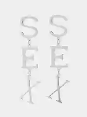 Серебряный серьги длинные "SEX", висячие серьги