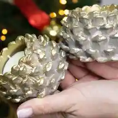 Подсвечники Шишки, новогодний декор, 2 штуки в наборе