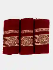 Бордовый набор полотенец в подарочной коробке, махровые, 3 штуки