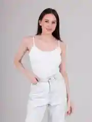 Белый майка женская на тонких бретельках