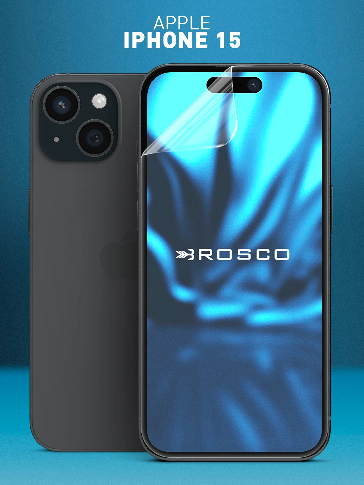 Прозрачный 1-2 шт защитная плёнка для iPhone 16, 15 гидрогелевая ROSCO прозрачная тонкая не стекло
