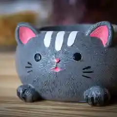 Кашпо "Котик" серый, горшок для растений, кактусов, подарок для детей