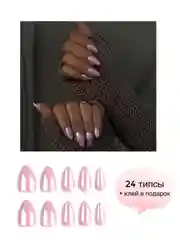 Коралловый накладные ногти с дизайном, 30 штук и 24 штуки, с клеем для ногтей