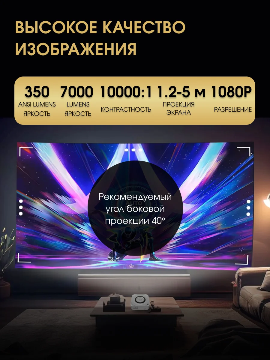 Проектор мультимедийный Unic Y9 c Android / портативный светодиодный видеопроектор Full HD