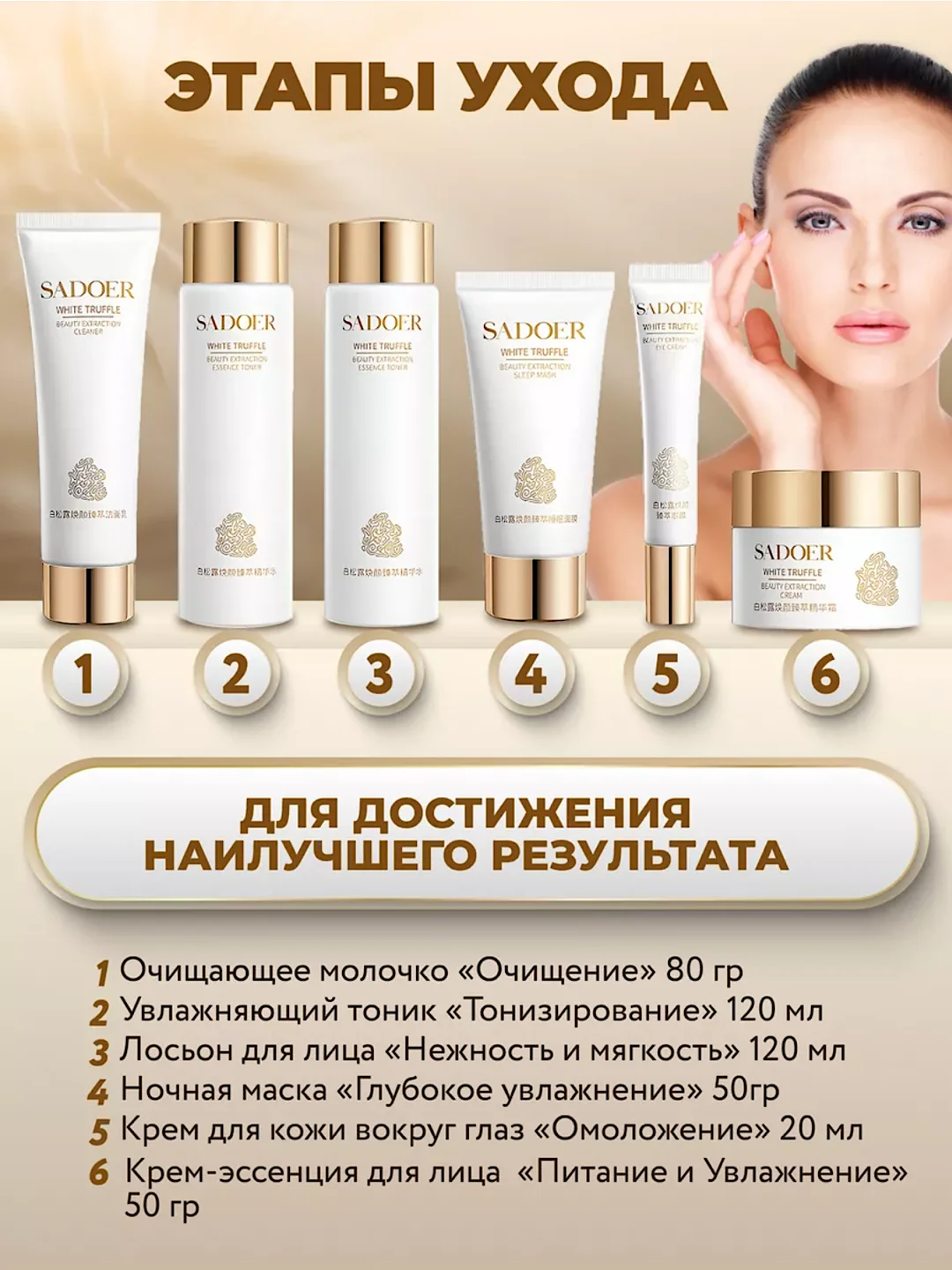 Белый подарочный набор уходовой косметики для лица Sadoer