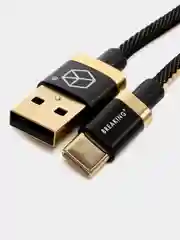 Черный джинсовый дата-кабель Type-C - USB, 1м, 2.4А, Черный