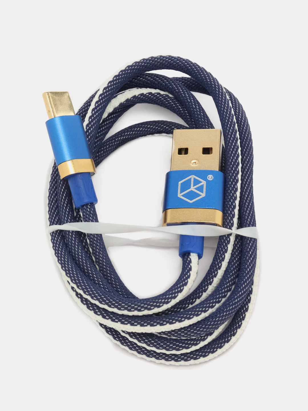 Синий джинсовый дата-кабель Type-C - USB, 1м, 2.4А