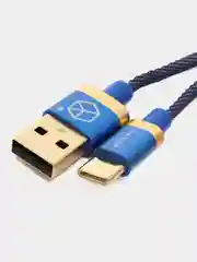 Синий джинсовый дата-кабель Type-C - USB, 1м, 2.4А