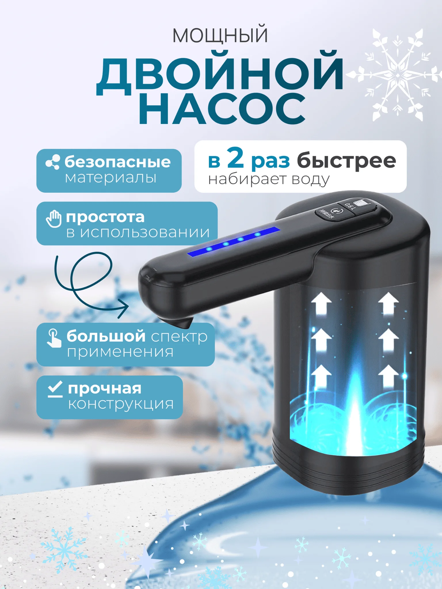 Электрическая помпа для воды, дозатор на бутыль 19 литров, диспенсер, подарок на Новый год