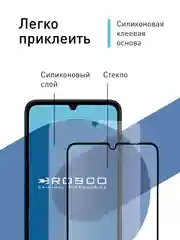 Прозрачный стекло для Samsung Galaxy A05 защитное ROSCO с олеофобным покрытием и рамкой