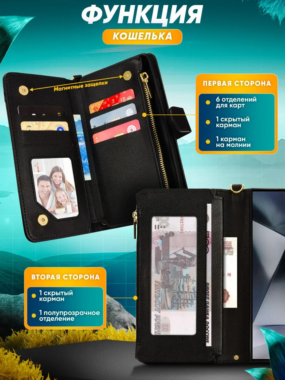 Чехол-книжка Infinix Hot 40i кошелек с магнитом (Инфиникс Хот 40и)