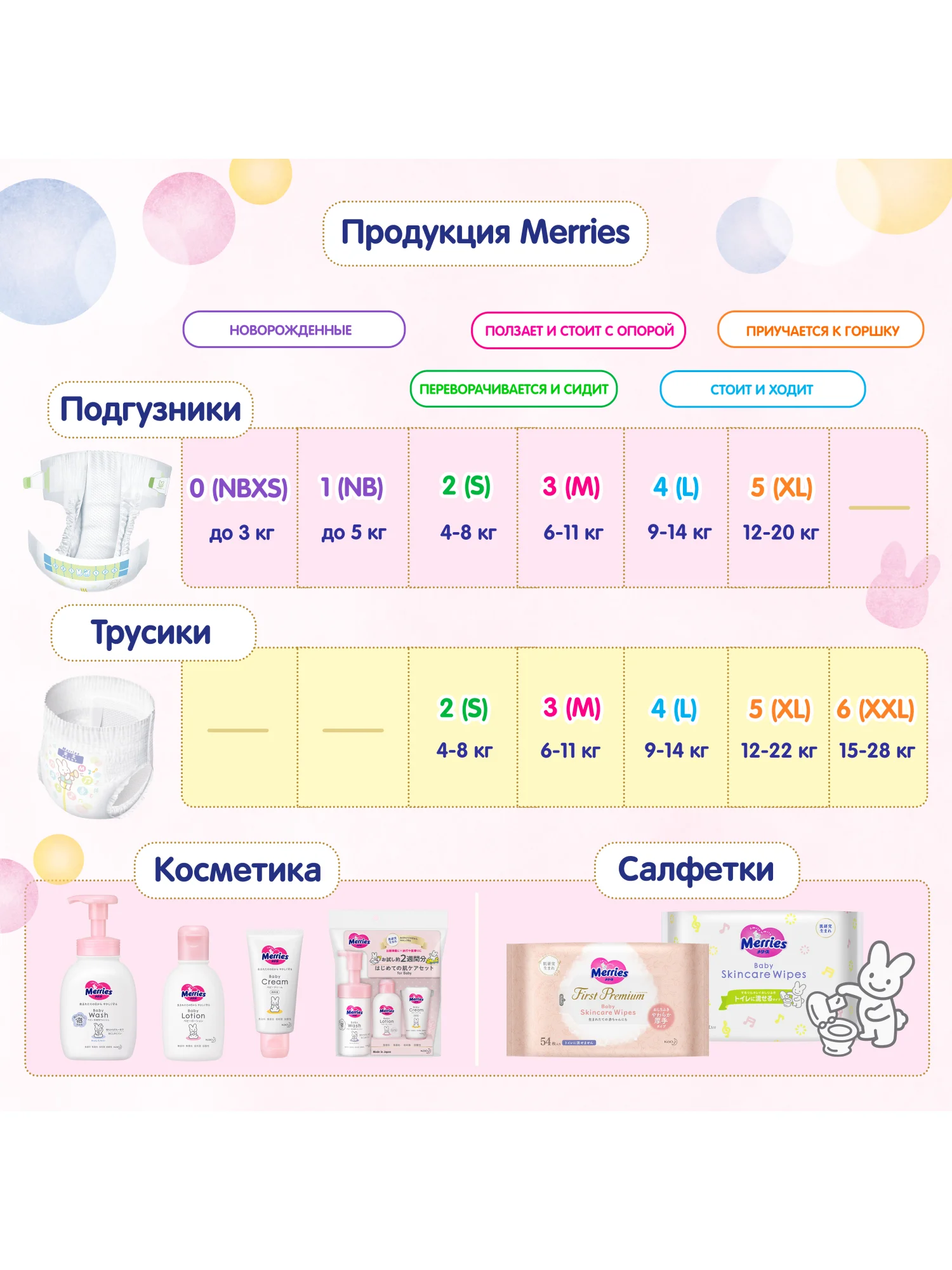 Подгузники Merries для детей, XL, 12-20 кг, 44 штуки