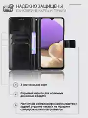 Черный чехол-книжка с магнитной застежкой для Samsung Galaxy A13 4G (Самсунг Галакси А13 4Г)