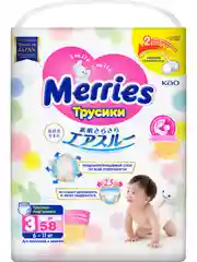 Трусики-подгузники Merries для детей, M, 6-11 кг, 58 штук