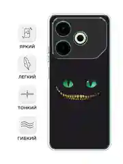 Черный чехол на Tecno Pova 6 Neo / Техно Пова 6 Нео прозрачный, с принтом, защита камеры