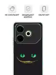 Черный чехол на Tecno Pova 6 Neo / Техно Пова 6 Нео прозрачный, с принтом, защита камеры