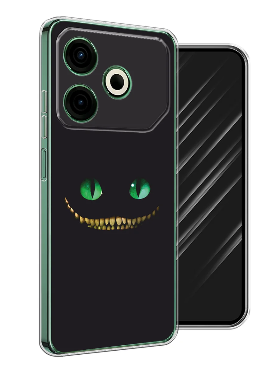 Черный чехол на Tecno Pova 6 Neo / Техно Пова 6 Нео прозрачный, с принтом, защита камеры