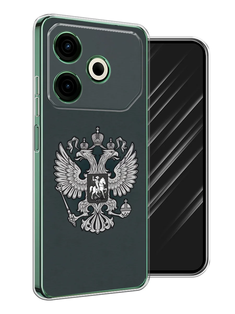 Приглушённый хаки чехол на Tecno Pova 6 Neo / Техно Пова 6 Нео прозрачный, с принтом, защита камеры