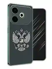 Приглушённый хаки чехол на Tecno Pova 6 Neo / Техно Пова 6 Нео прозрачный, с принтом, защита камеры