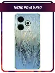 Небесно-голубой чехол на Tecno Pova 6 Neo / Техно Пова 6 Нео прозрачный, с принтом, защита камеры