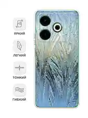 Небесно-голубой чехол на Tecno Pova 6 Neo / Техно Пова 6 Нео прозрачный, с принтом, защита камеры