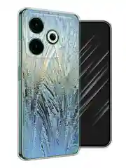 Небесно-голубой чехол на Tecno Pova 6 Neo / Техно Пова 6 Нео прозрачный, с принтом, защита камеры