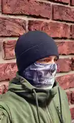 Шапка мужская зимняя, бини, с отворотом, флисовый подклад