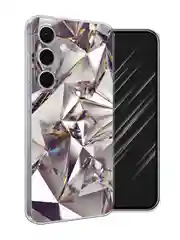 Серый металлик чехол на Samsung Galaxy S24 FE 5G / Самсунг S24 FE прозрачный, с принтом, защита камеры