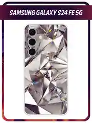 Серый металлик чехол на Samsung Galaxy S24 FE 5G / Самсунг S24 FE прозрачный, с принтом, защита камеры