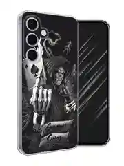 Оливковый чехол на Samsung Galaxy S24 FE 5G / Самсунг S24 FE прозрачный, с принтом, защита камеры
