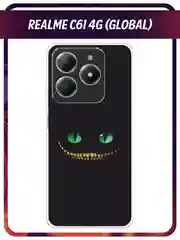 Черный чехол на Realme C61 4G (Global) / Realme C61 4G прозрачный, с принтом, защита камеры