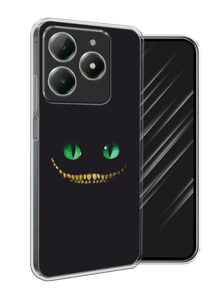 Черный чехол на Realme C61 4G (Global) / Realme C61 4G прозрачный, с принтом, защита камеры