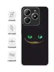 Черный чехол на Realme C61 4G (Global) / Realme C61 4G прозрачный, с принтом, защита камеры